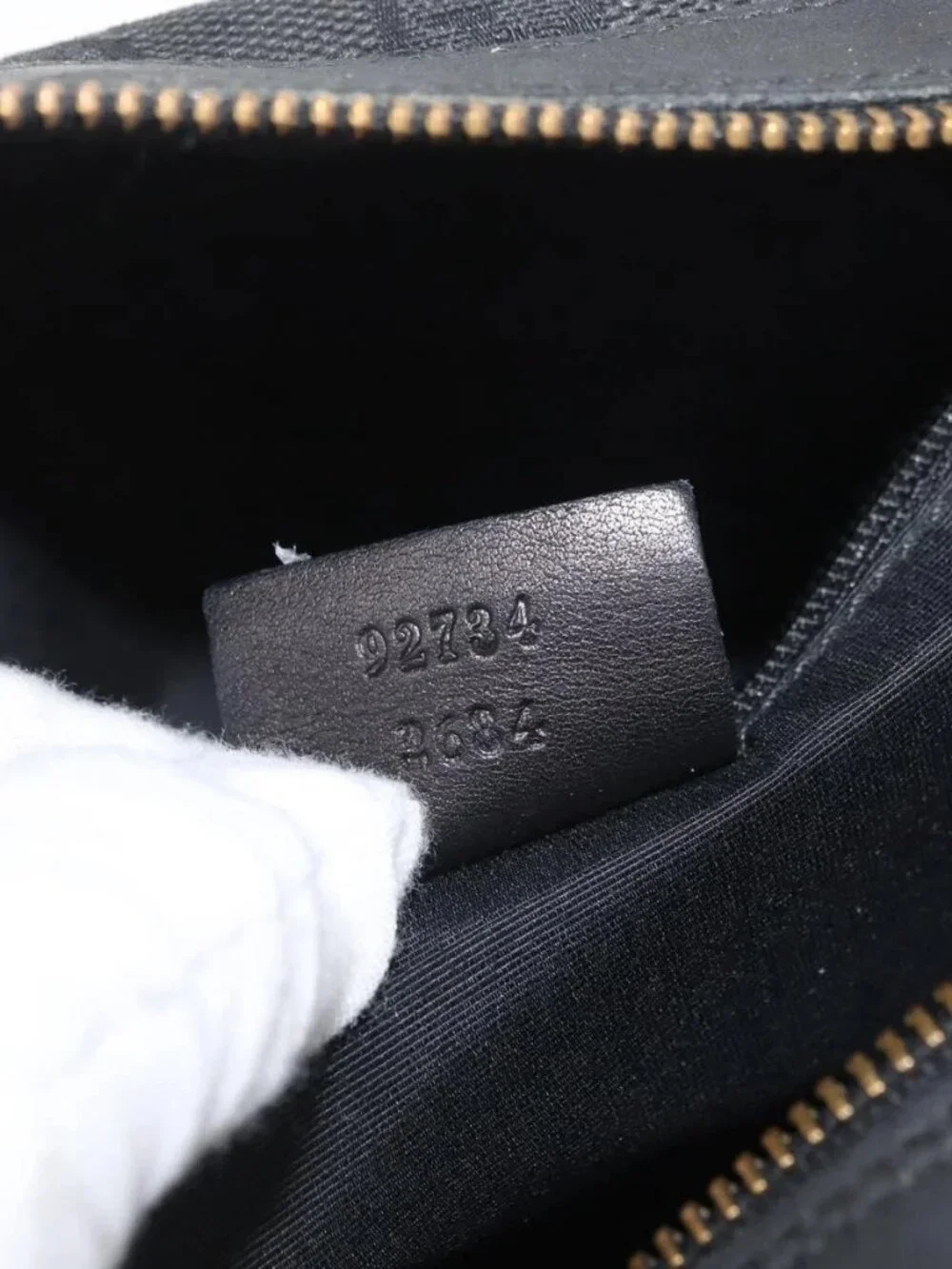 GUCCI GG Canvas Hand Bag Black Gold 92734 Auth bs34247